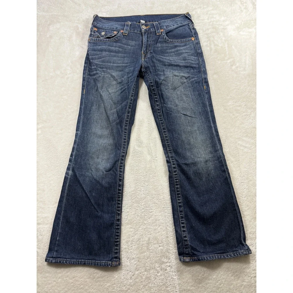 True Religion Mens Billy Mud Slinger Boot Cut Flap Pocket Jeans 31 Meas: 33x29